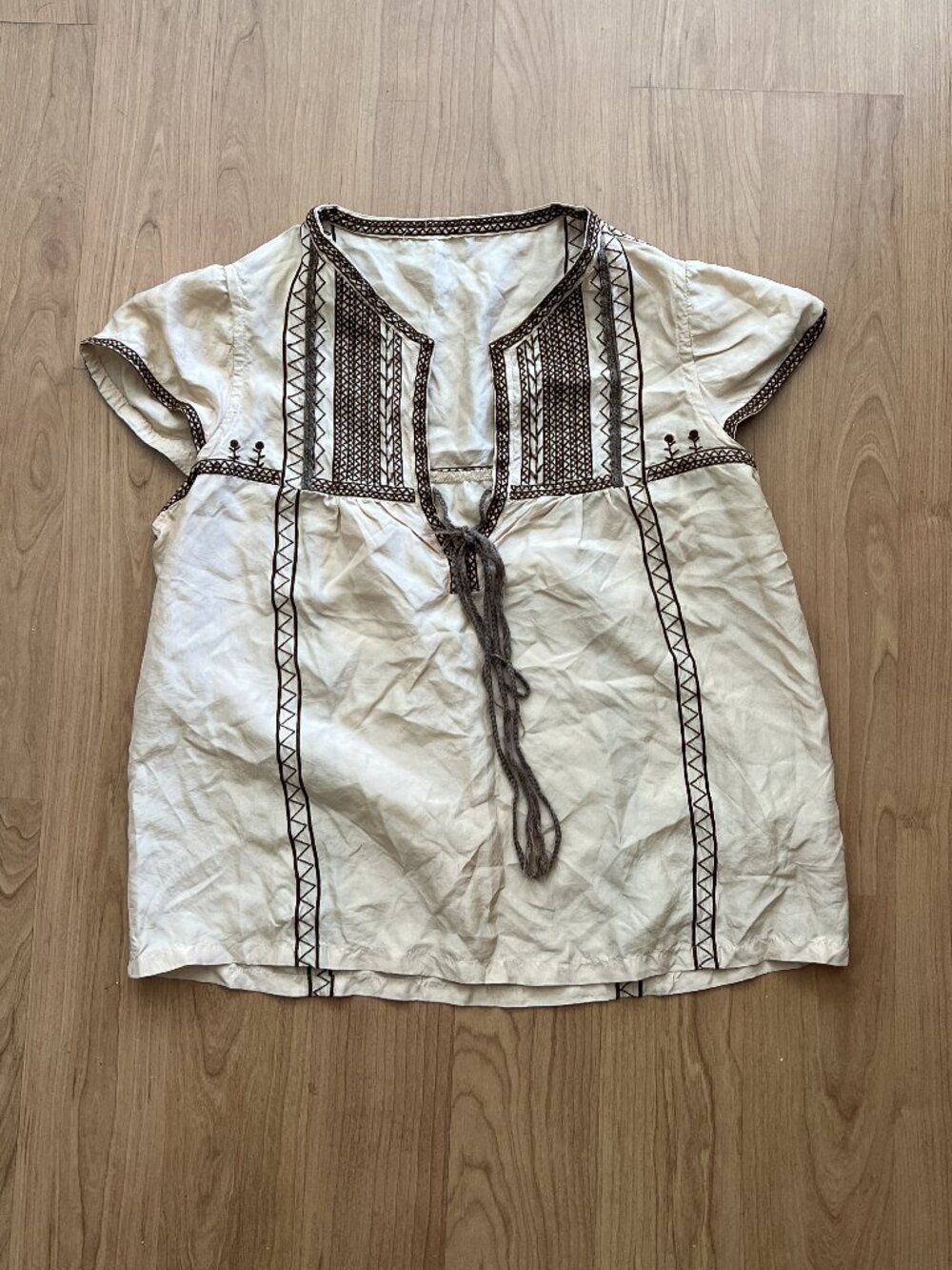 Tsumori Chisato Brown Silk Blouse Made in Japan Size 2
